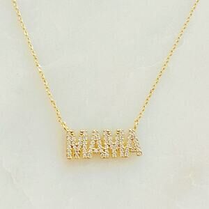 Crystal MAMA Pendant Necklace – Gold